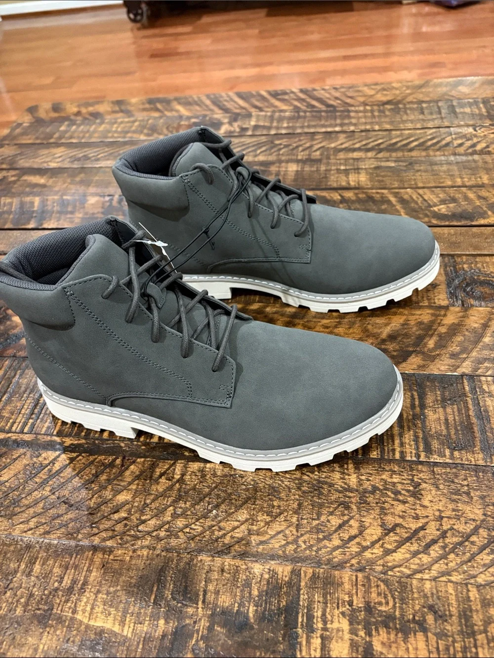 Gray Lace-Up Boots